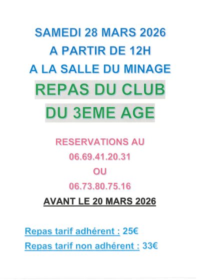 REPAS CLUB DU 3EME AGE