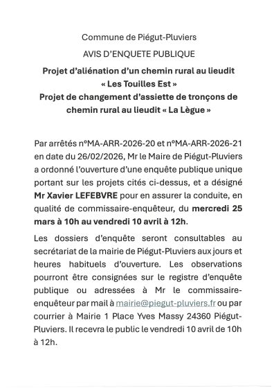 AVIS D&rsquo;ENQUETE PUBLIQUE