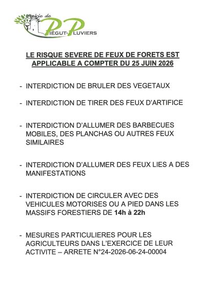 RISQUE SEVERE FEUX DE FORETS