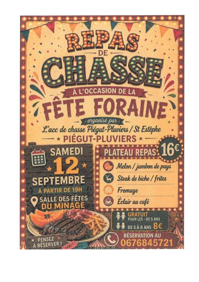 REPAS DE LA CHASSE DU SAMEDI 12 SEPTEMBRE